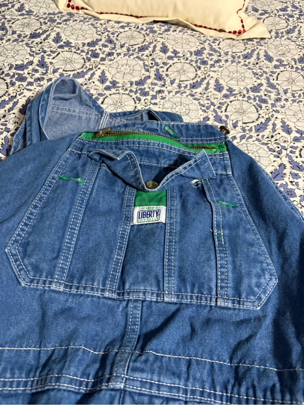 liberty Blue Denim Jeans with Green Trim